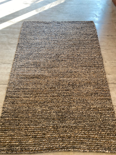 Hand Woven Super Chunky Wool and Jute Area Rug. Farmhouse Style