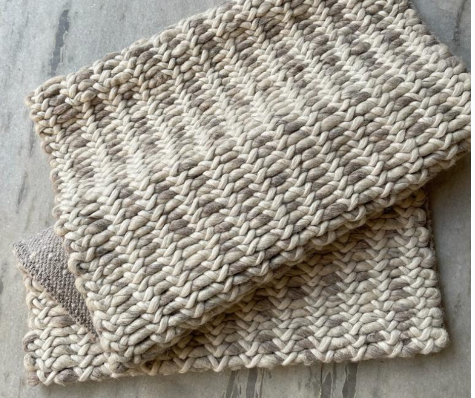 Hand Woven, Cable Knit, Chunky, Wool Area Rug. Available in Multiple Sizes. Farmhouse Rug, Bedroom Decor, Indoor Rugs, Livingroom Decor