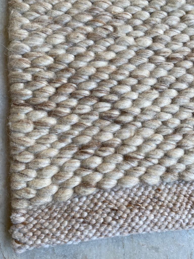 Hand Woven, Natural Grey, Uneven Chunky, Wool Rug. Available In Multiple Size