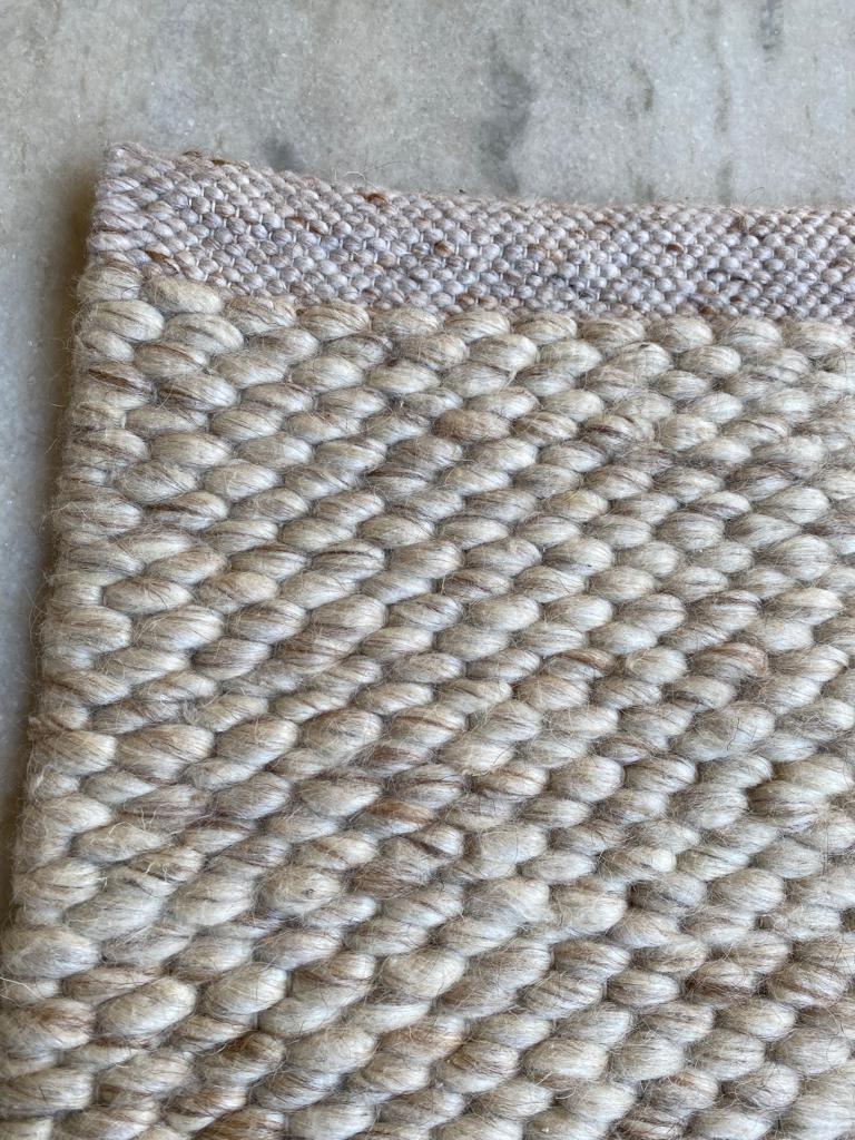 Hand Woven, Natural Grey, Uneven Chunky, Wool Rug. Available In Multiple Size