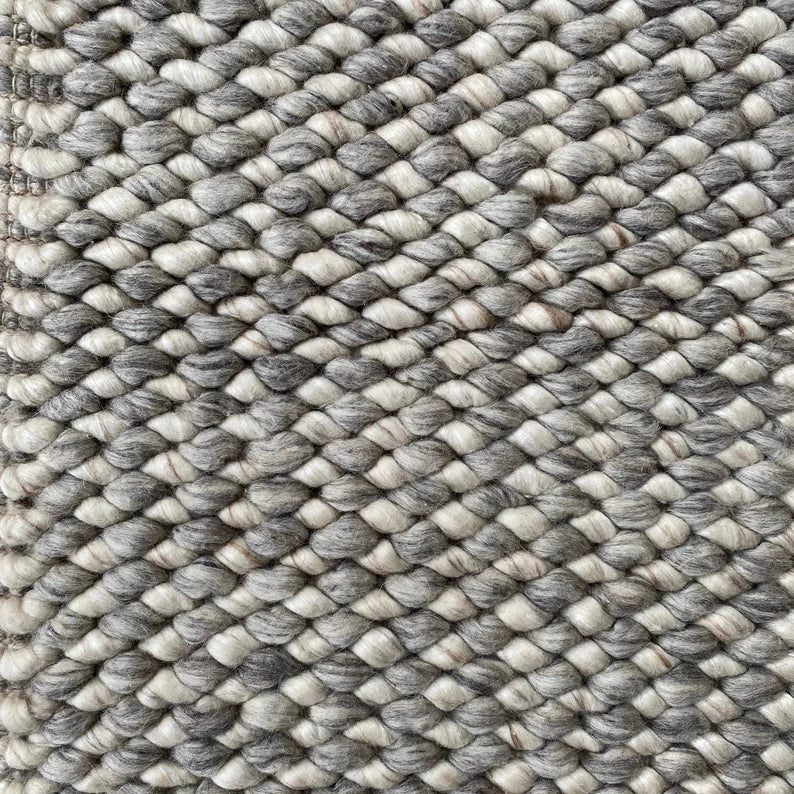 Hand Woven Chunky Wool, Fish Eye Style, Wool Area Rug. Available in Multiple in Size. Living Room Rug, Bedroom Rug
