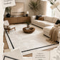 Hand Loomed, Viscose Border Rug, Ivory & Black Modern Area Rug, Luxury Rug, Minimalist Designer Carpet | Lav & Lira