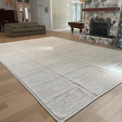 Living Room  9 ft x 12 ft Ivory Loop Chunky with border 