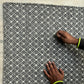 Gray & White Diamond Handwoven Wool Flat Weave Rug — rug photograph, Lav & Lira handmade rug