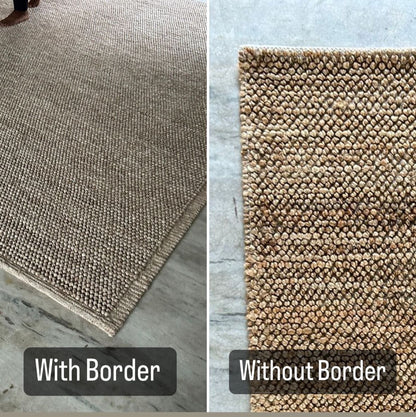 natural wool loop rug corner detail handwoven artisan India Lav and Lira