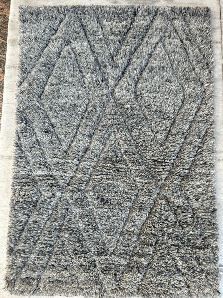 Hand Knotted, Natural Grey, Moroccan Berber, Wool Rug. Available in Multiple Sizes