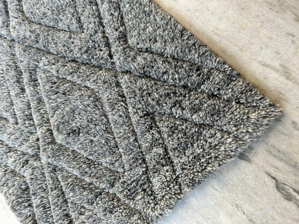 Hand Knotted, Natural Grey, Moroccan Berber, Wool Rug. Available in Multiple Sizes