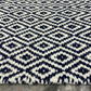 Navy Blue & White Hand woven, Wool flat weave rug, Diamond Shape - LavnLira