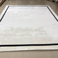 Hand Loomed, Viscose Border Rug, Ivory & Black Modern Area Rug, Luxury Rug, Minimalist Designer Carpet | Lav & Lira