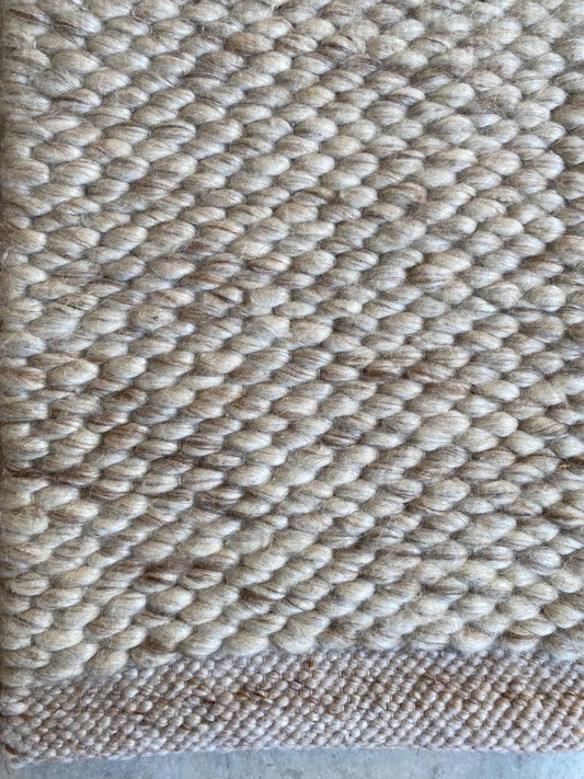 Handwoven Natural Grey Chunky Wool Rug — close-up texture, Lav & Lira handmade rug