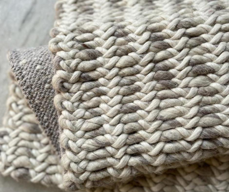 Hand Woven, Cable Knit, Chunky, Wool Area Rug. Available in Multiple Sizes.  Farmhouse Rug, Bedroom Decor, Indoor Rugs, Livingroom Decor