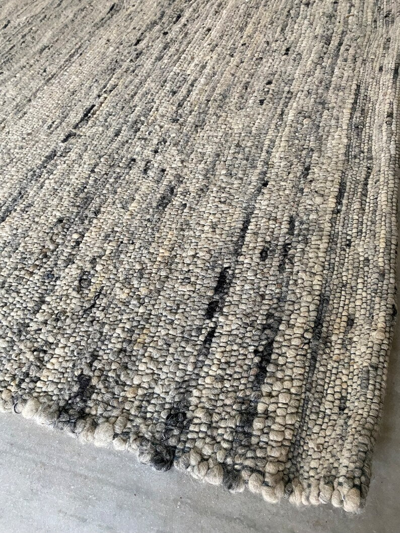 Hand Woven Chunky Wool, Fish Eye Style, Wool Area Rug. Available